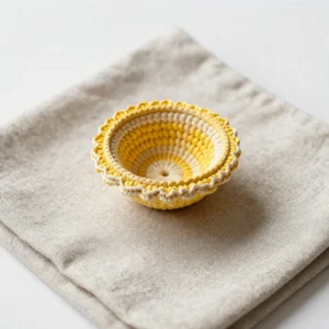 Festive Golden Bloom Crochet Diya