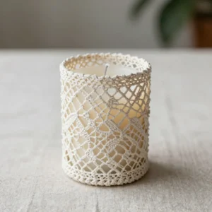 Textured Pillar Crochet Candle Sleeve