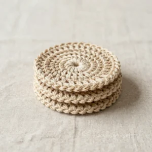 Minimalist Oat Cotton Crochet Coasters