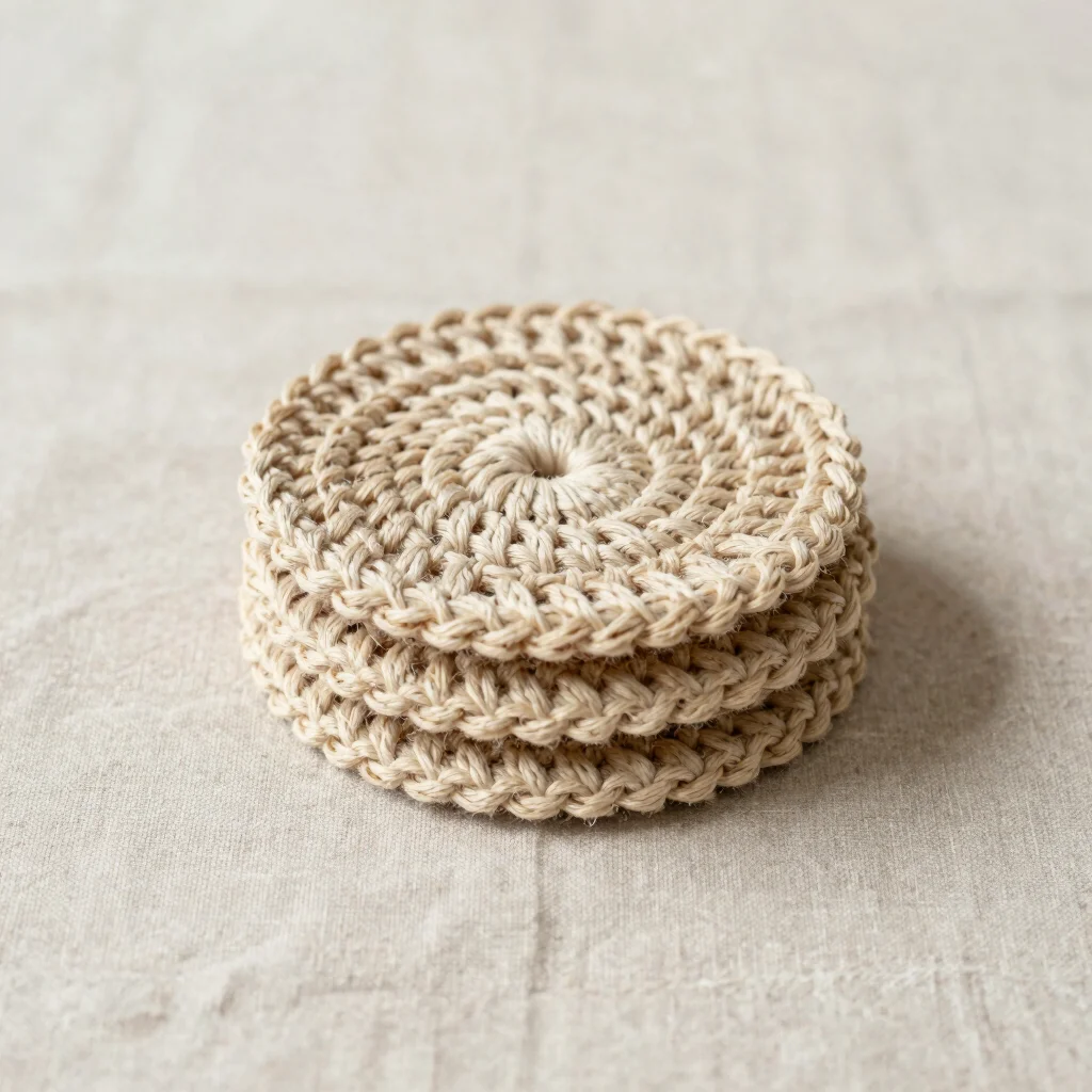 Minimalist Oat Cotton Crochet Coasters